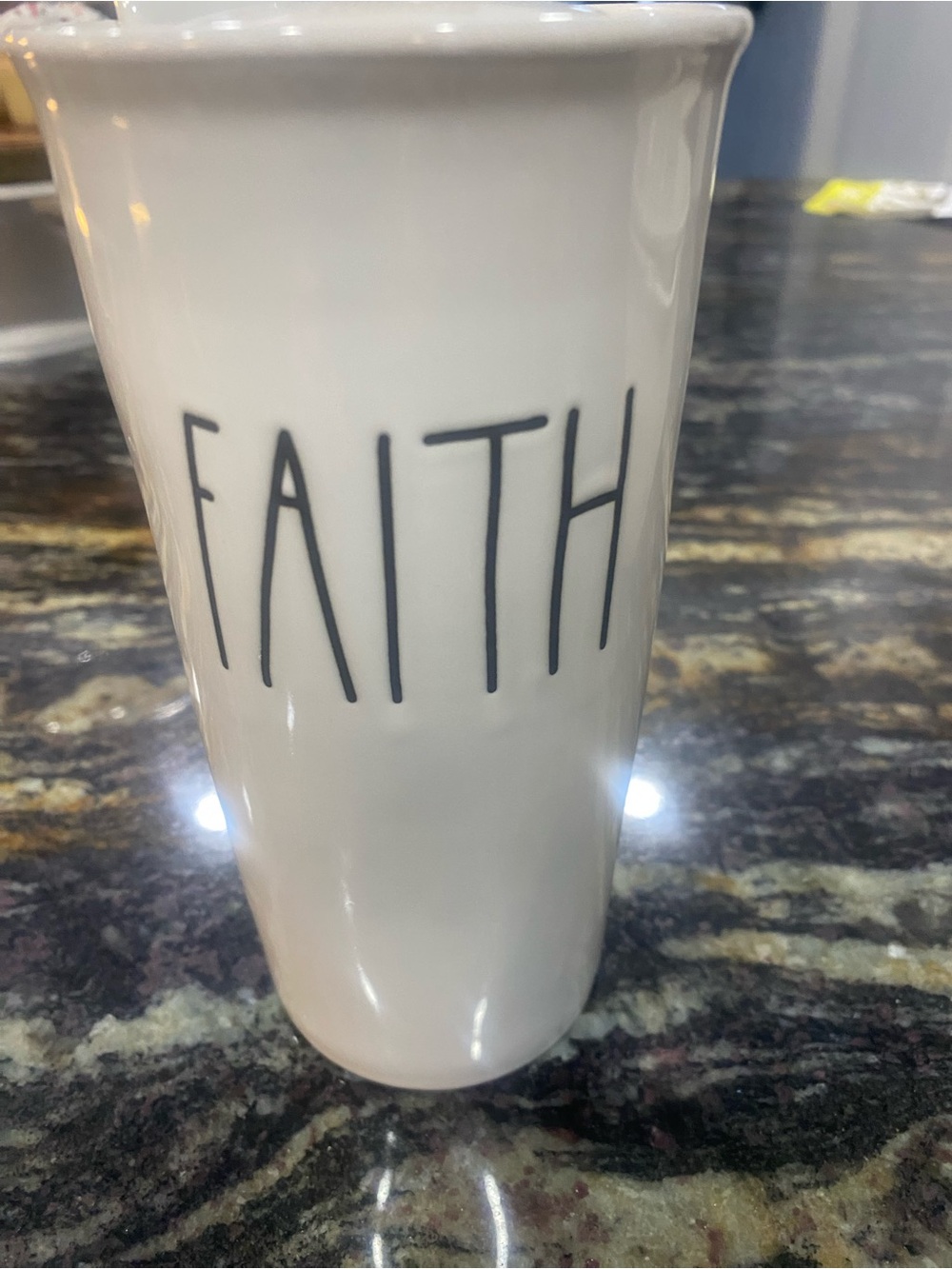 Rae Dunn 'FAITH' White Ceramic Travel/Mug lTumbler